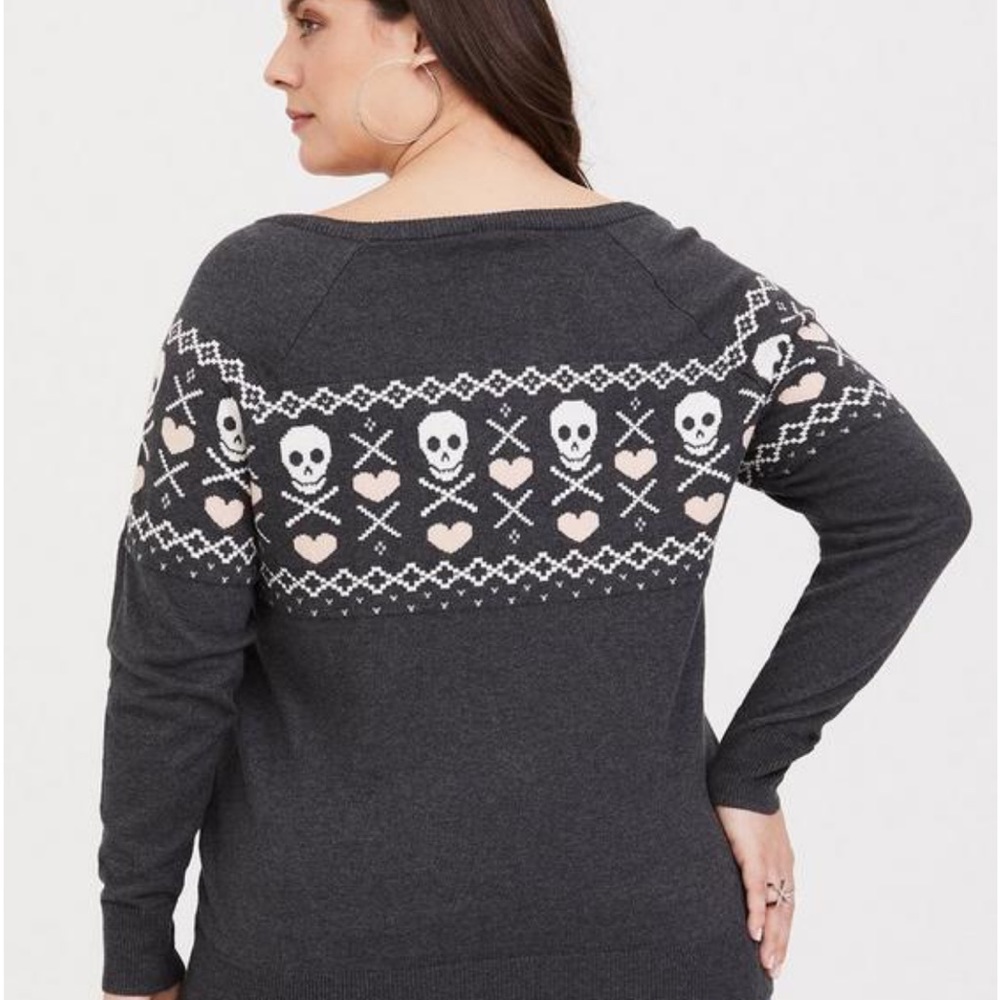 Torrid Skull Fair Isle Crew Neck Sweater Pullover Size 1X Comfy Casual Size 1X - Picture 4 of 14